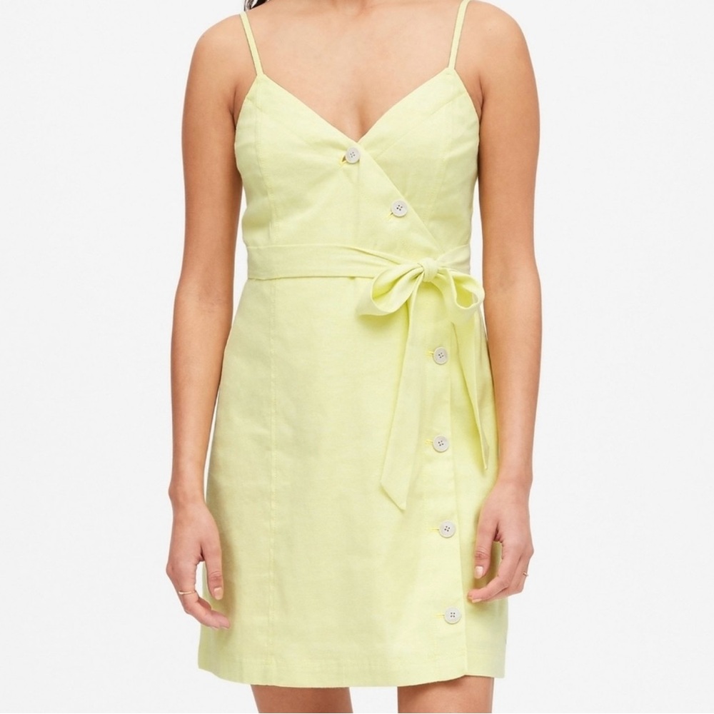 Banana Republic Button Up Wrap Dress - Yellow - Women’s Sz 10